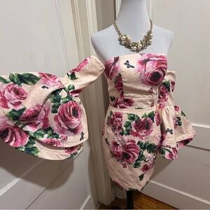 Amazing L'ATISTE By Amy Cold Shoulder Floral Dress - Pink and Cream